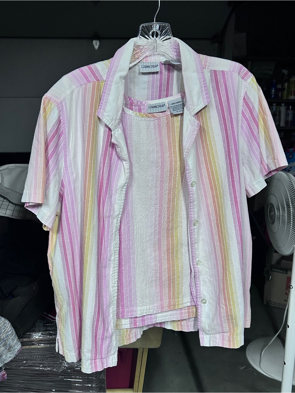 Cabin Creek Pastel Pink, White & Yellow Striped Girls Button-Down Set